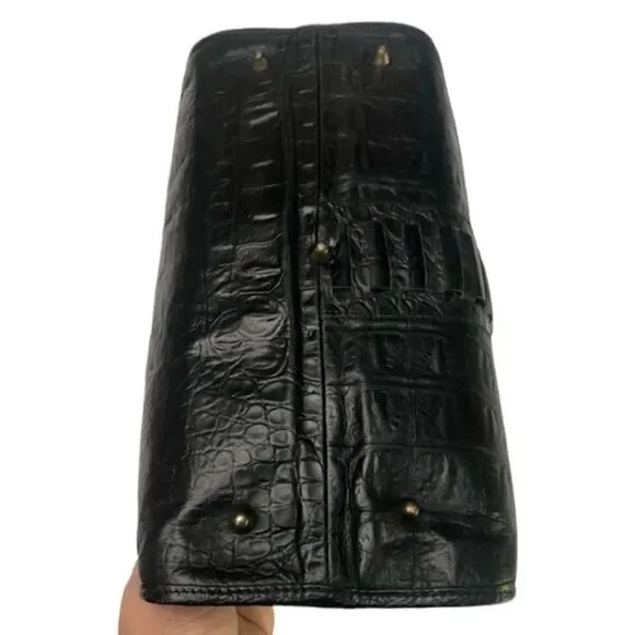 Vintage Rare Alligator Lock Leather Lan Marco Handbag
